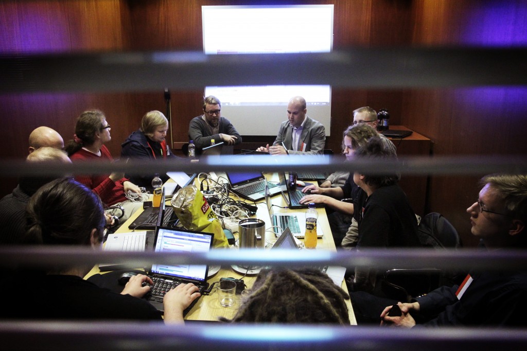 Group work during the first HS Open hackathon in March 2011 in Helsinki. Photo: Juhani Niiranen / HS